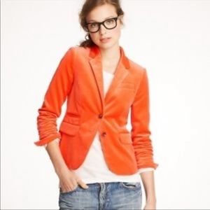 j.crew • neon orange schoolboy blazer in velvet size 4